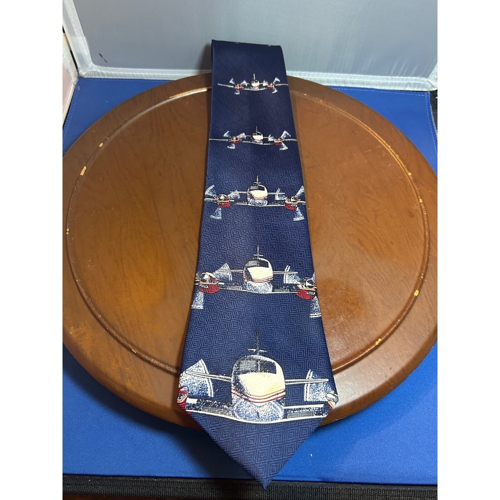 A. Rogers Men's Hand Made Blue 100% Polyester‎ Tie Airplane Necktie